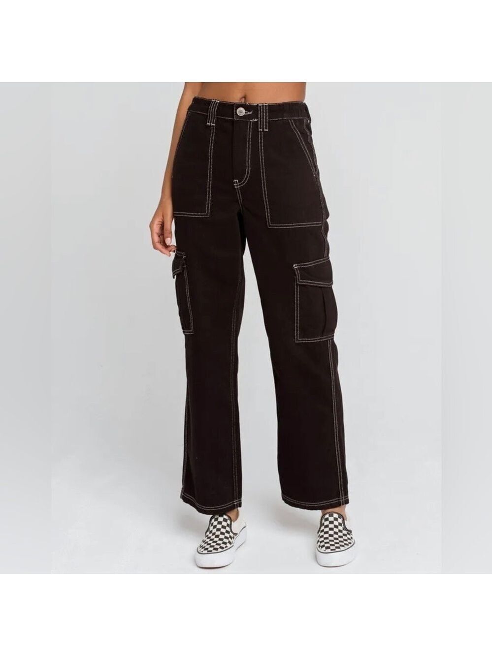 BDG Urban Outfitter black skater utility pocket jeans 25” contrast stitching